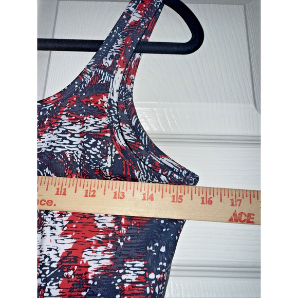 Columbia Omnifreeze Dress Small Red White Blue Waterbrush Cooling Performance - Picture 5 of 10
